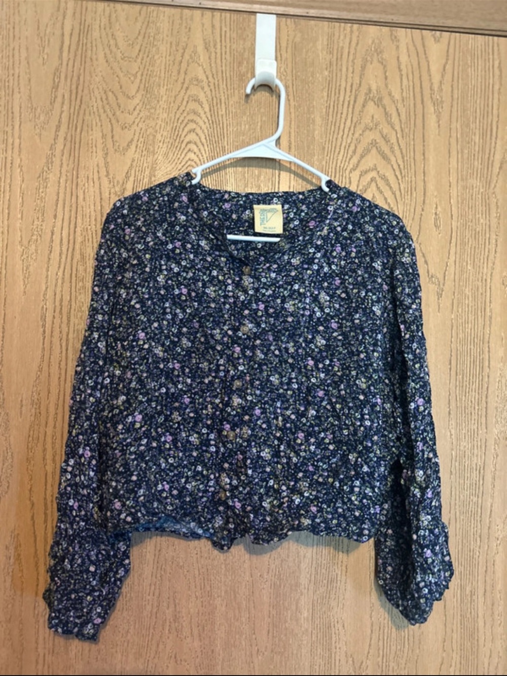 Floral Button-Front Women’s Top - Navy